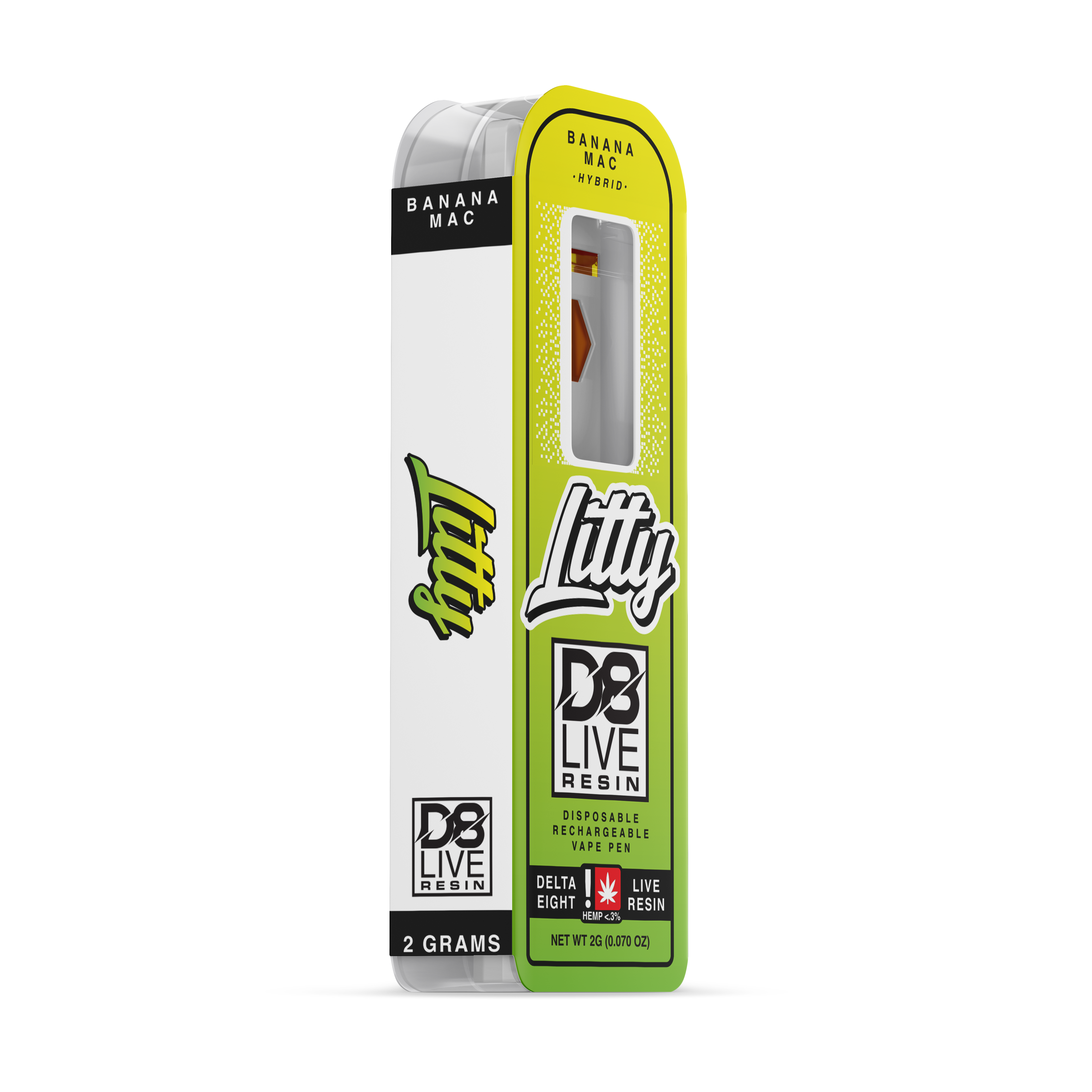 Litty - D8 Live Resin - HYBRID - Banana Mac - 2000mg 